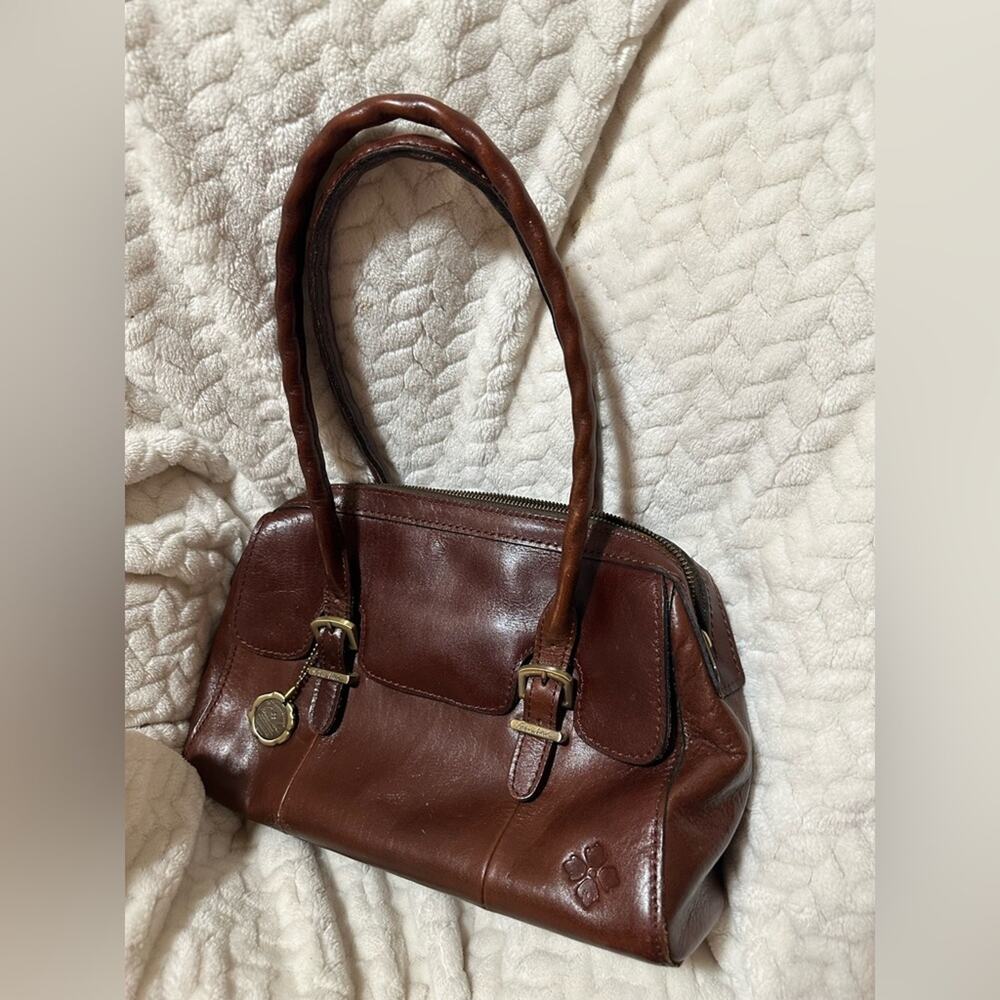 Patricia Nash leather handbag in brown with textured straps, almost twist style - Picture 1 of 8